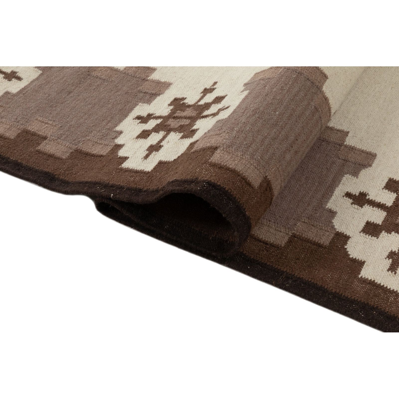 Heidi Flatweave Wool Nordic Scandinavian Rug, 2'x3', Brown