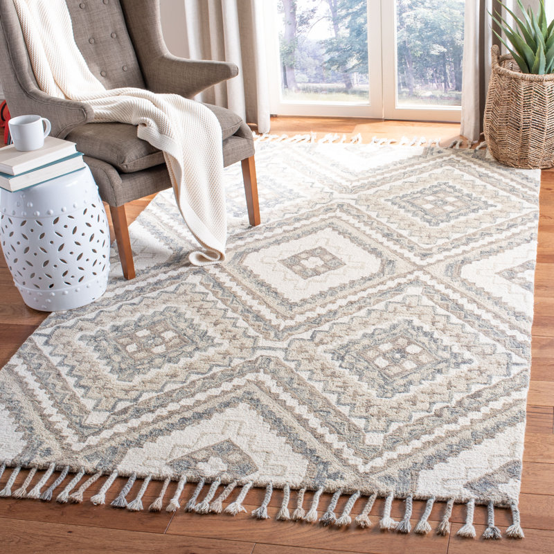 Tapis à motif sud-ouest en laine touffeté à la main Bridgette, Rectangle 4 pi x 6 pi