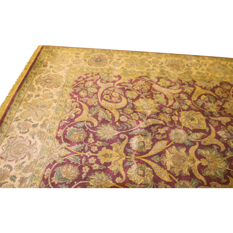 Hand Knotted Wool Area Rug in Red And Ivory