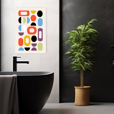 Mid Century Abstract Contemporary Wall Art Print 1 Piece Wrapped Canvas Wall Art
