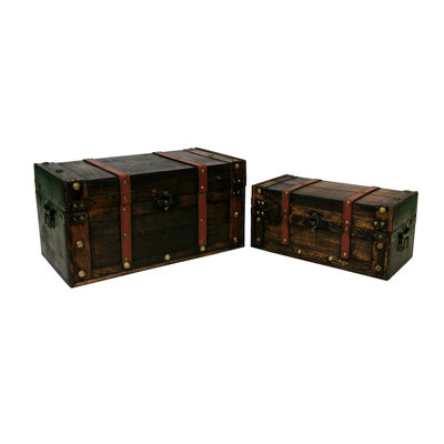 Ensemble de coffre en bois 2 pièces Hamler