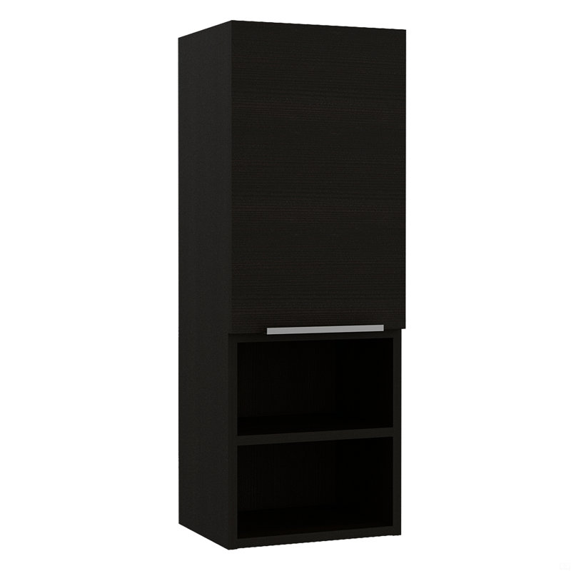 Medicine Single Door Cabinet  32" H, Two External Shelves, Two Interior Shelves, Black