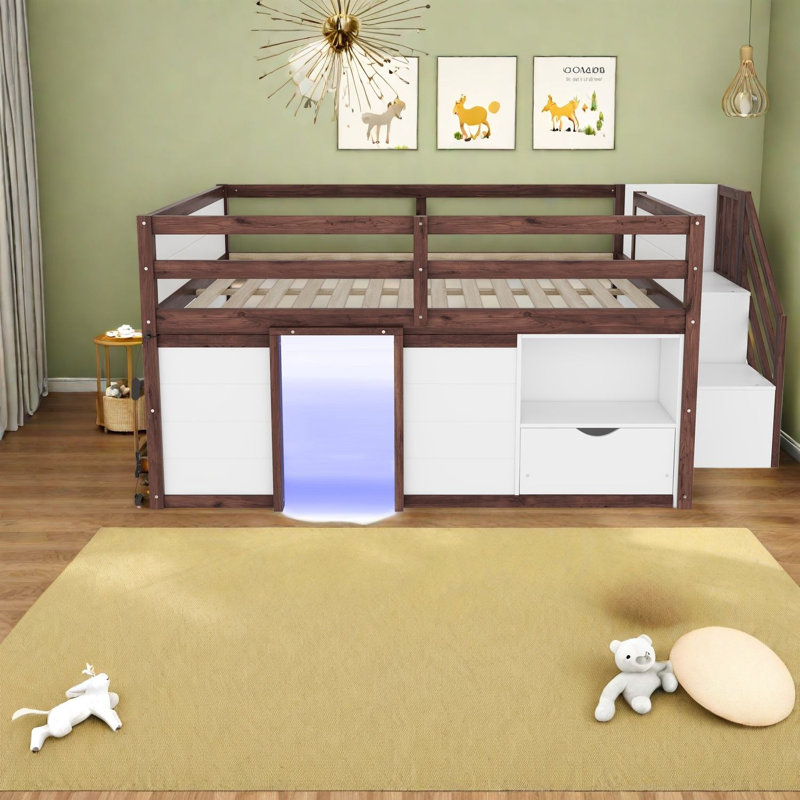 Lit de rangement avec cadre en bois aggloméré, chambre d'enfant moderne peu encombrante