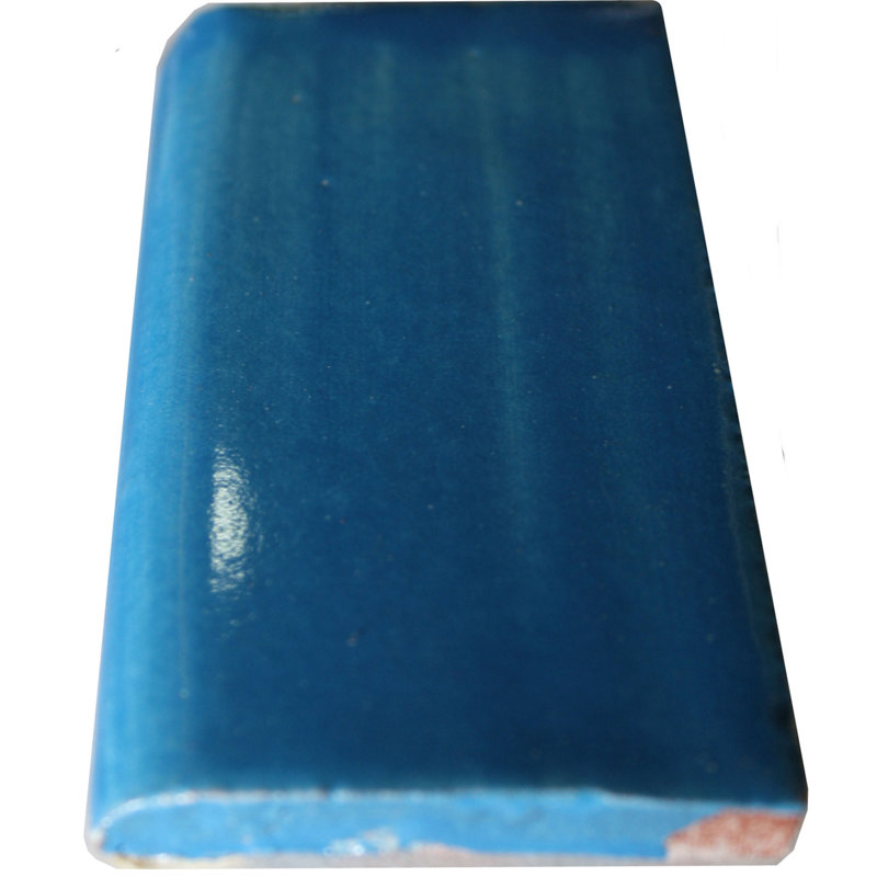2" x 4" 10pcs TalaMex Mexican Clay Tile Talavera Bullnose, Aqua Blue