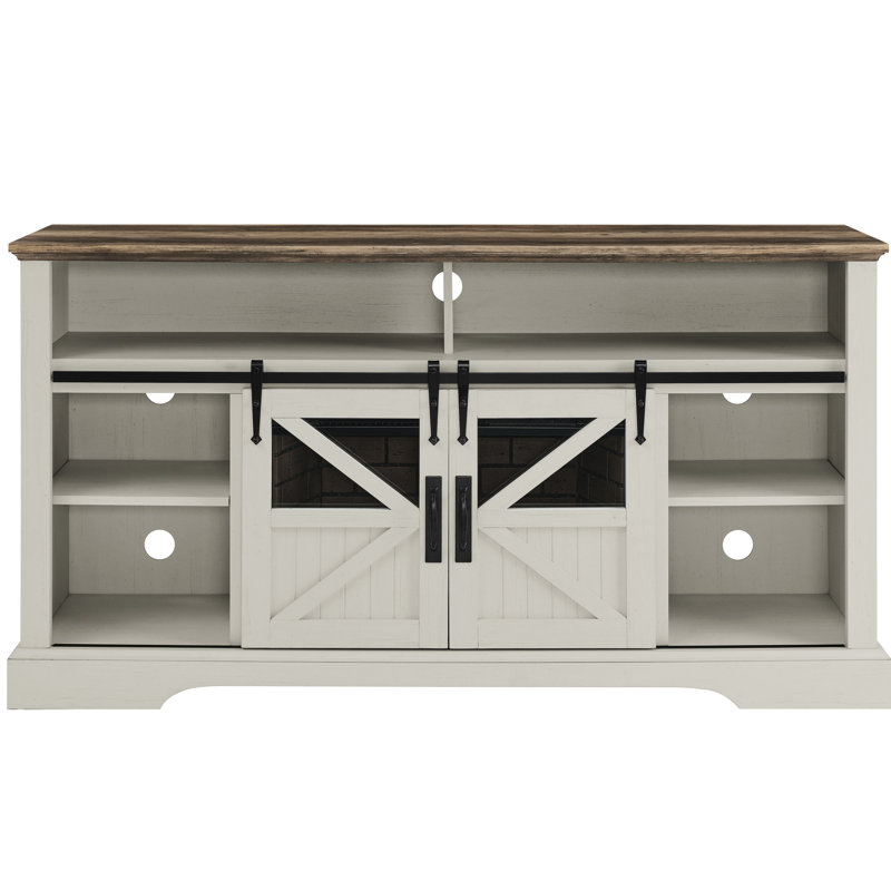 Console de foyer électrique 60 pouces - blanc jasmin. Et panneau de particules, chaleur de 5000 / heure, effet de flamme toute l'année, média à 4 réglages de luminosité à distance de 60 po, alimentation en chaleur de 1500 W, double