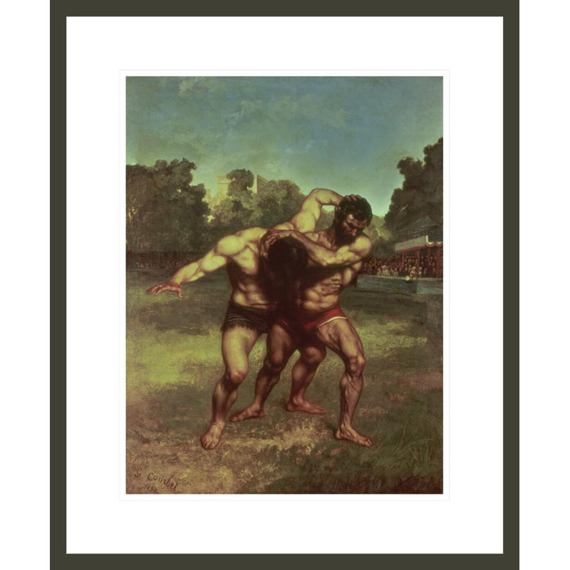 Les lutteurs, Gustave Courbet, impression giclée encadrée, H 21,57 po x l 17,75 po