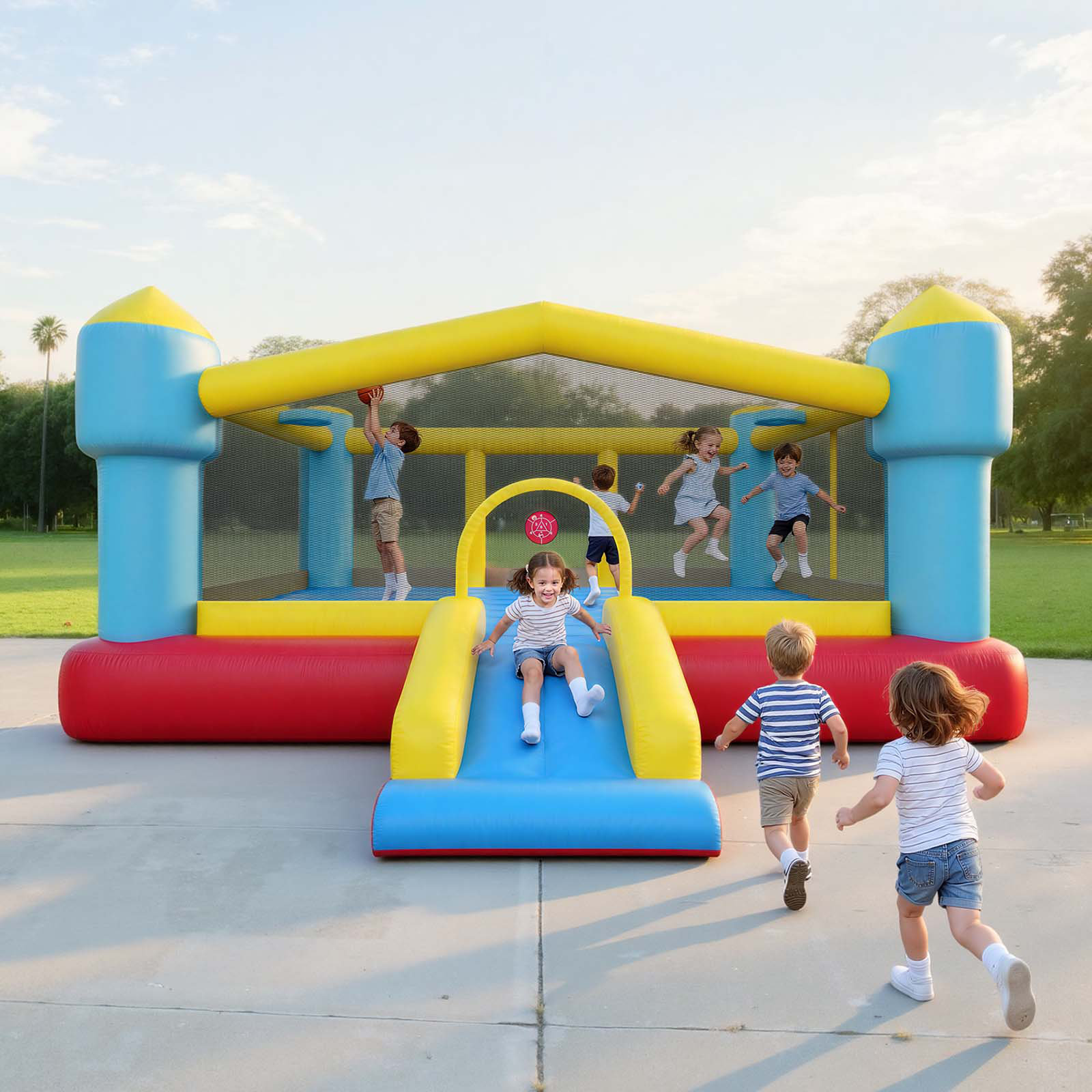 VEVOR Inflatable Bounce House, 14.7 x 13.8 x 6.8 ft Jumping Bouncy ...