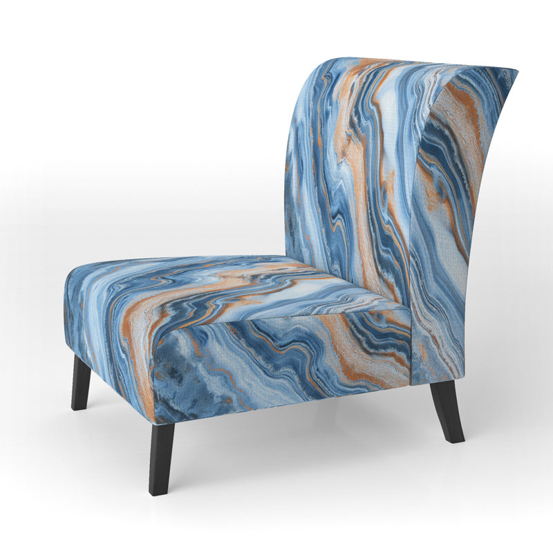 Fauteuil de chambre rembourré Mid-Century, Mélange de polyester bleu