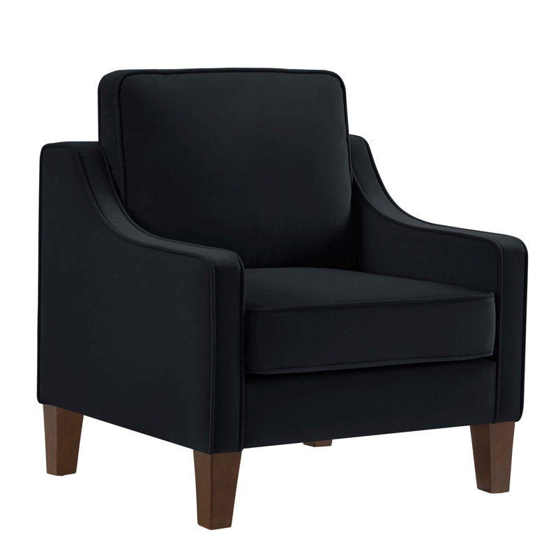 Zan Velvet Armchair, Black Velvet