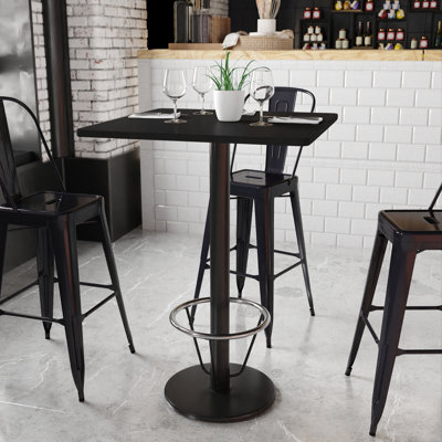 Plateau de table rectangulaire en stratifié avec base ronde et anneau de pied Basnight