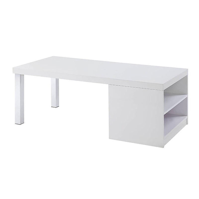 Table basse blanche ultrabrillante et chrome