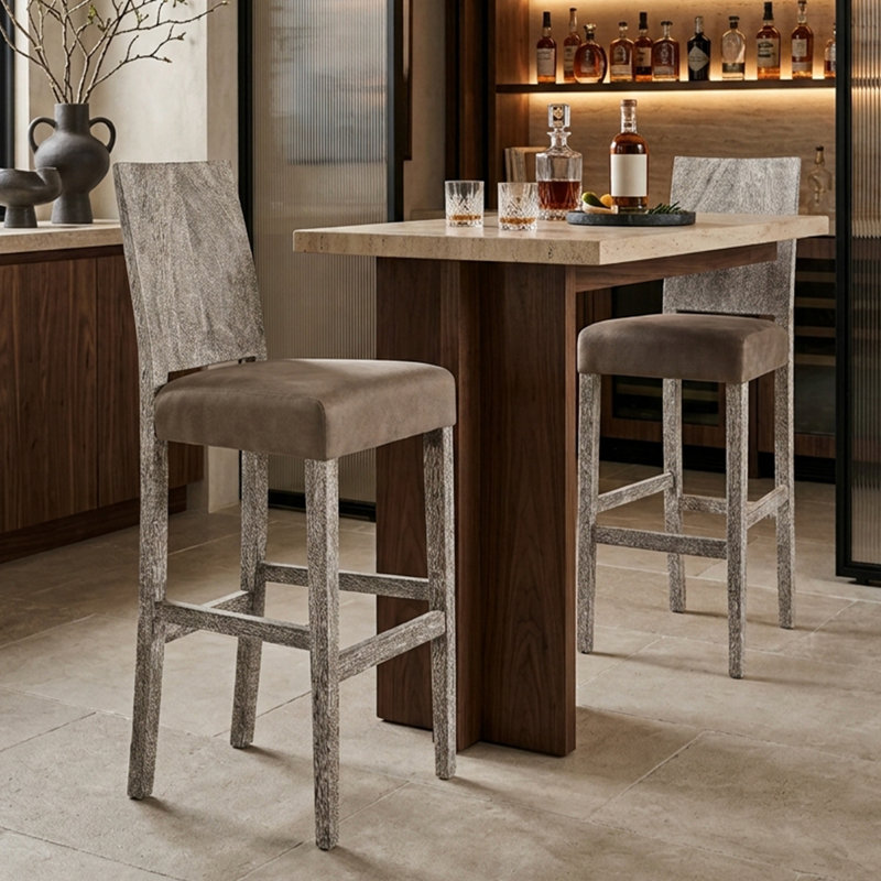 Ophelia Solid Wood Stool, Bar Stool (28” Seat Height)