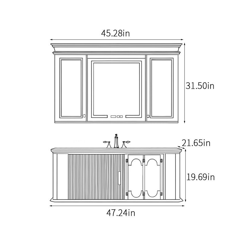 French style multifunctional bathroom cabinet, 47", White