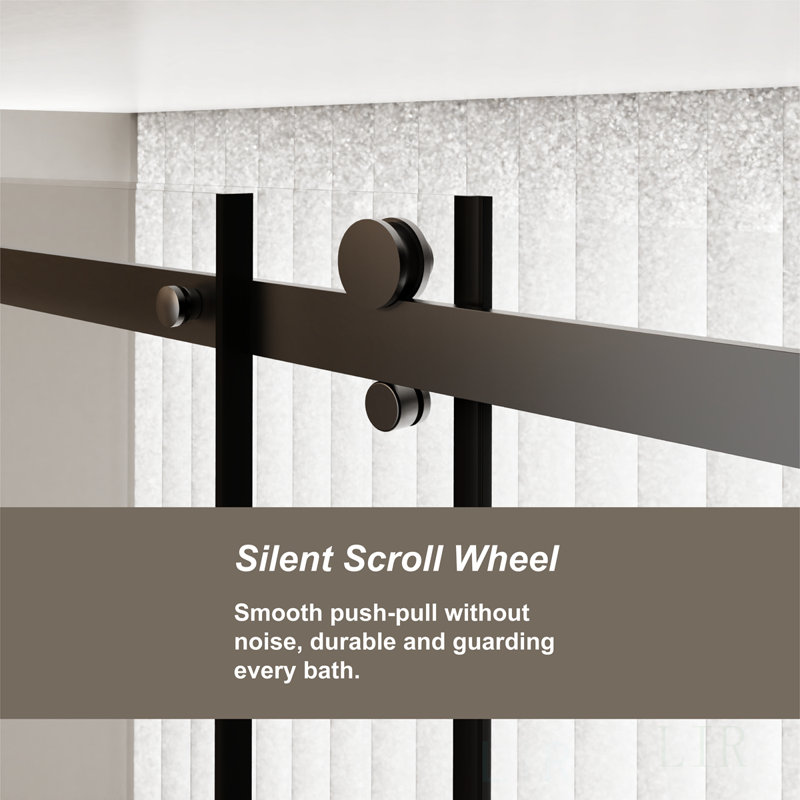 60-In W X 72-In H Frameless Sliding Shower Door With Clear Tempered Glass And Zinc Roller Rail System, Easy To Install And Adjust, Shower Door