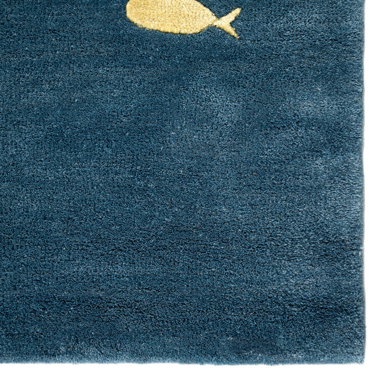 Schooled Coastal Blue Hand-Tufted Wool Viscose 5'x8' Rug