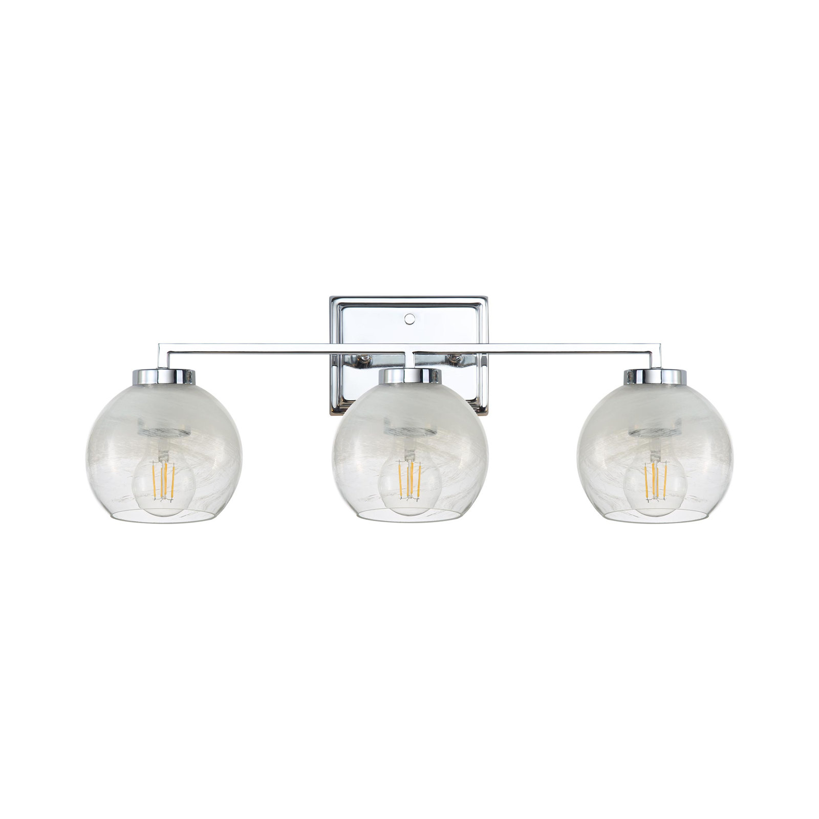 Nella 3 Light Bath Vanity in with Alabaster Shade, Chrome