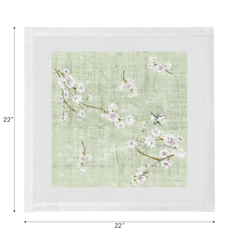 Blossom Fantasia Hemstitch 22" Linen/Cotton Napkin, Celadon