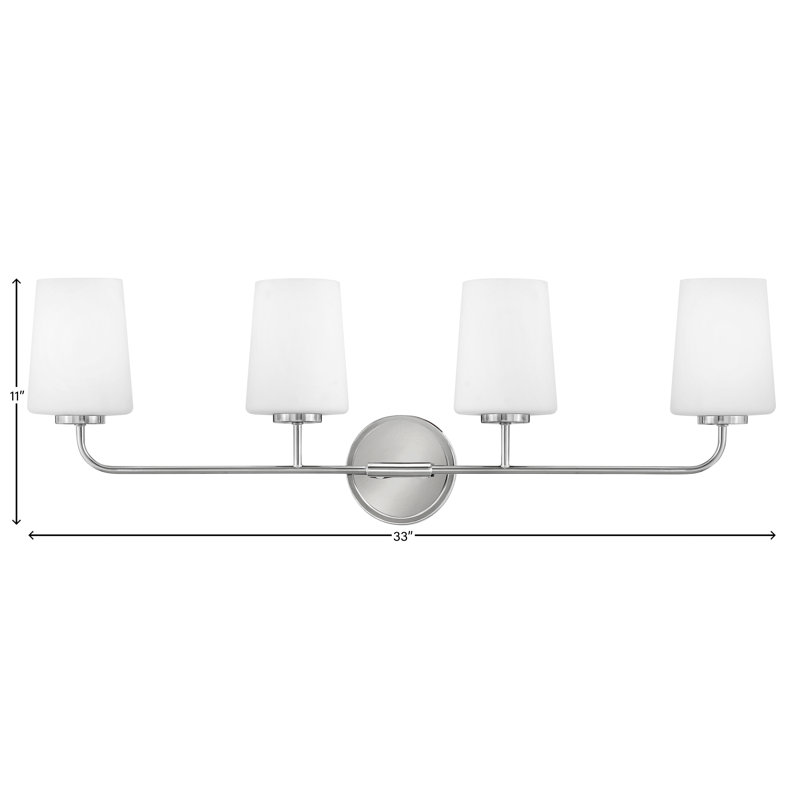 Lark Kline Chrome 4-Light Dimmable Vanity with Etched Opal Shades