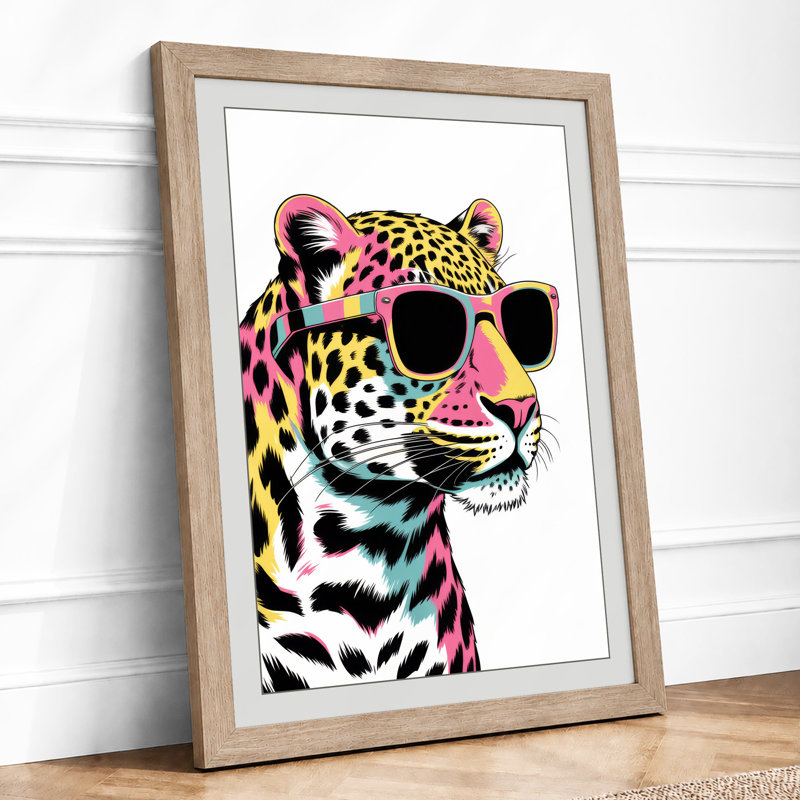 Cool Leopard Modern - Framed Print, Oak, A3 - 42.0 x 29.7 cm