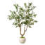 Arbre d'olivier artificiel de 7 pi avec feuilles et olives réalistes, faux arbre méditerranéen en pot blanc pour le salon, le vestibule ou la décoration intérieure