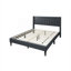 Lit plateforme tapissier grand lit, gris anthracite en toile de jute, tête de lit cousue à losanges, aucun sommier requis pour la chambre à coucher-1448312257