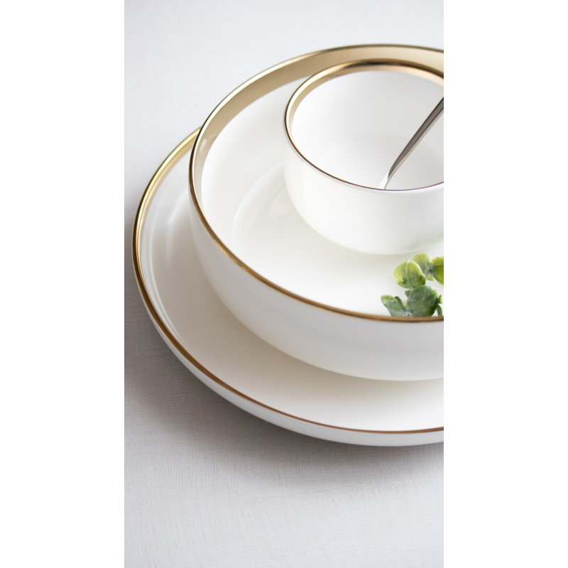 "The Luxury Collection" White Bowl with Gold Trim - Large 7,4" (Set of 2)