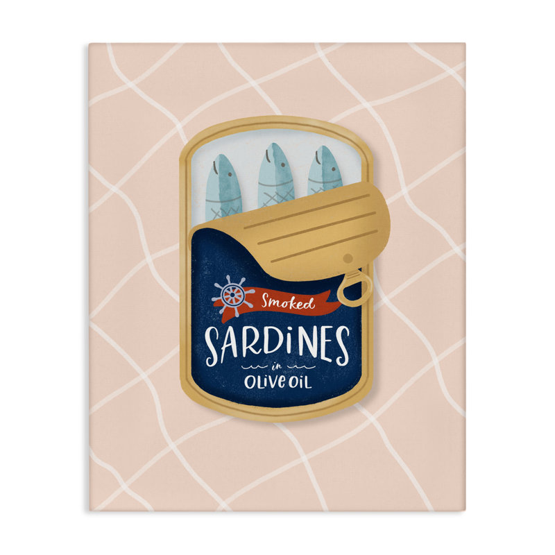 Toile de sardines nautiques, conception par Sandra Picco, H 20 po x l 16 po