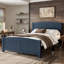 Lit plateforme en bois massif bleu, taille standard, avec lattes de soutien, structure robuste, aucun sommier requis.-1495893493