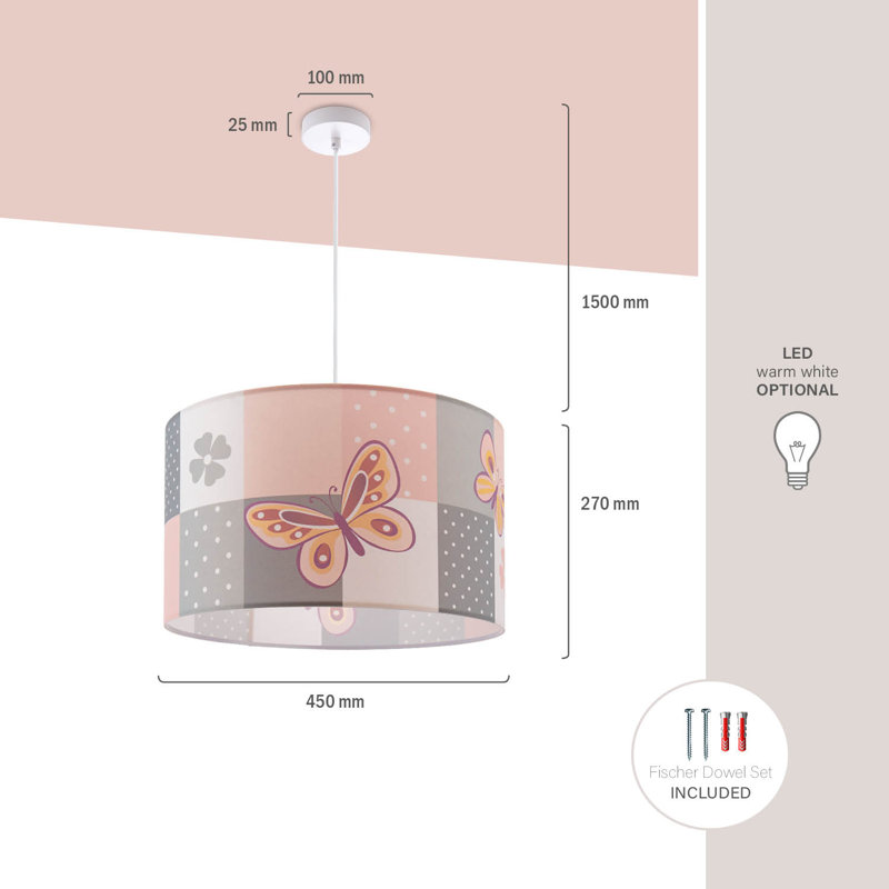 Huw 1-Light Drum Pendant, White