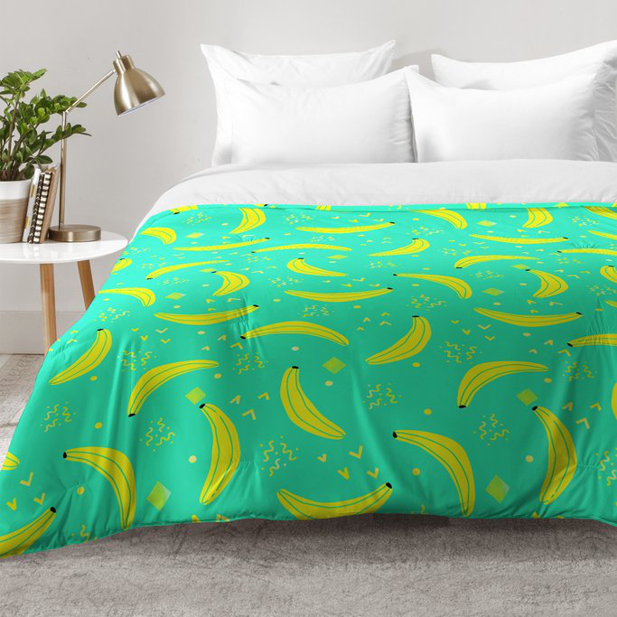 Ensemble d'édredon Bananas Over Bananas, Édredon pour lit simple TG + 1 taie décorative
