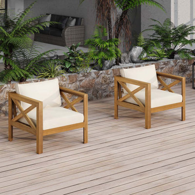 Fauteuil club d'extérieur en bois d'acacia