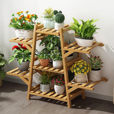 Kris Bamboo Plant Shelf Stand 7 Tier for Indoor and Outdoor Use by Arlmont & Co.