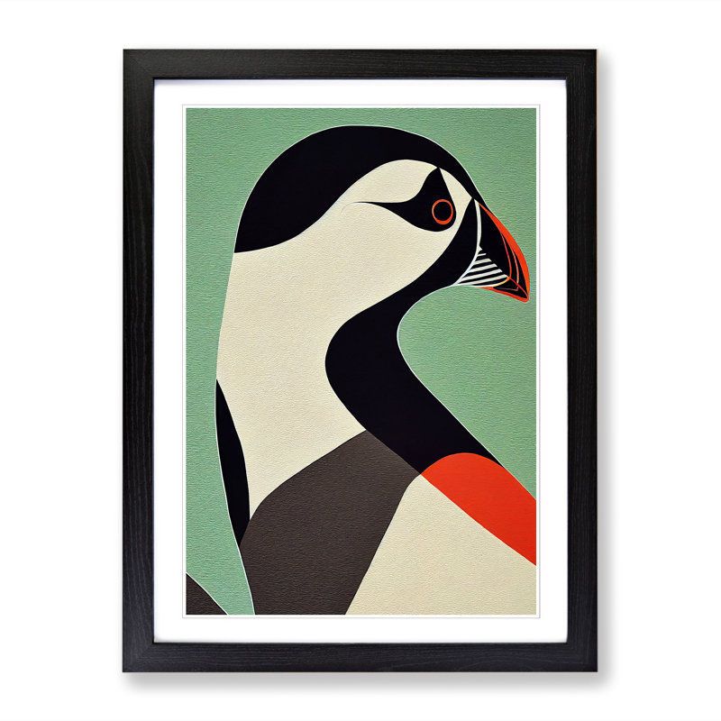 Puffin Art Vol.2 - Single Picture Frame Print, Black, 34cm H x 25cm W x 2cm D