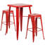 Ensemble de bar carré en métal pour l'intérieur et l'extérieur de 23,75 po avec table et 2 tabourets carrés Gyeong-22109155