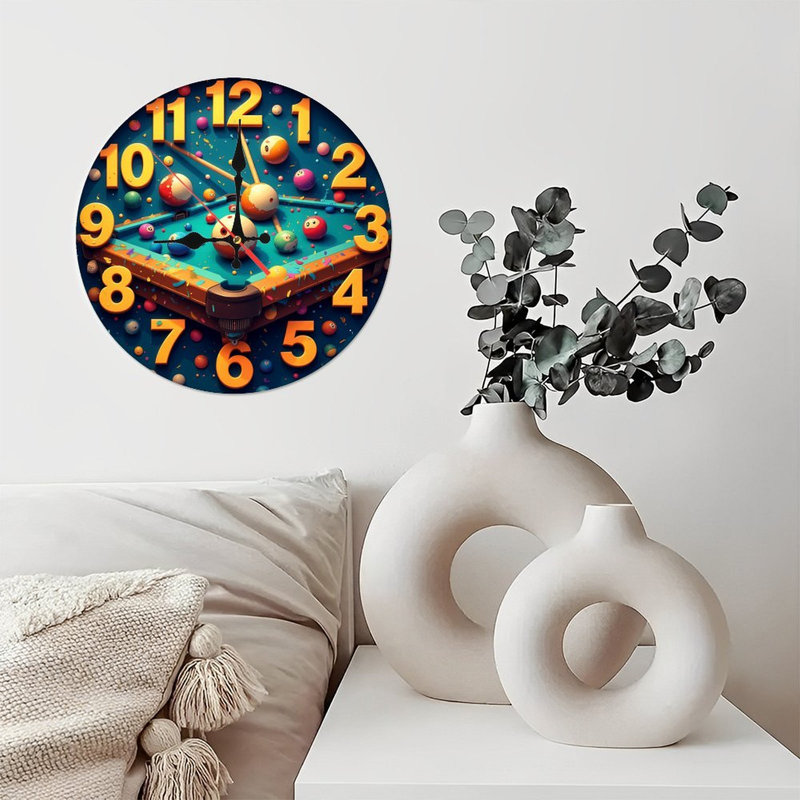 horloge de billard colorée avec nombre unique et vibrant