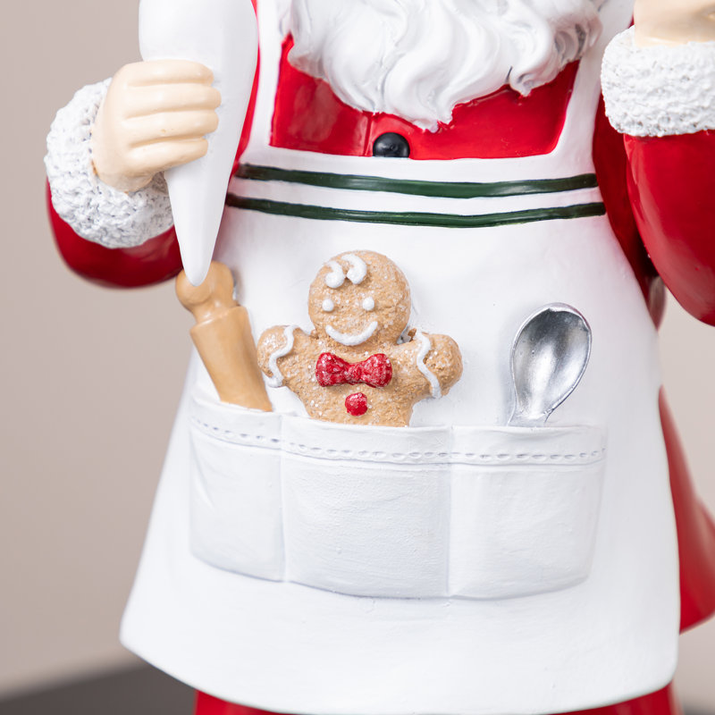 11"H Christmas Polyresin Santa Chef Figurine with Gingerbread House