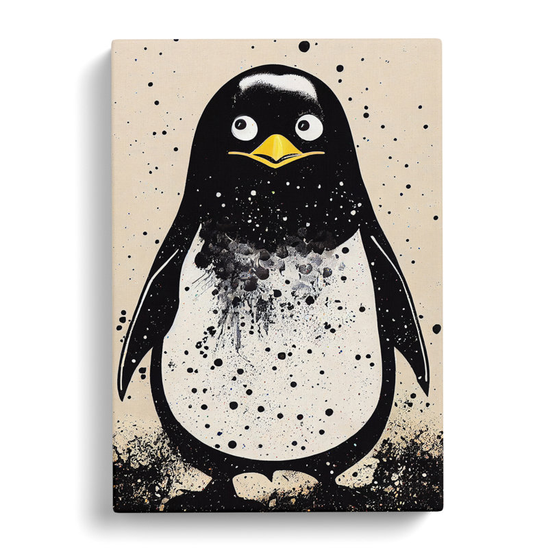 Penguin Graffiti No.4 - Wall Art, Wrapped Canvas, 60cm H x 40cm W, No Matte