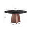 Table de salle à manger 59,05 po ronde en marbre avec base en fer, marbre artificiel pour 6 à 8 personnes, table tournante en pierre artificielle noire 31,5 po-323208914-323208915