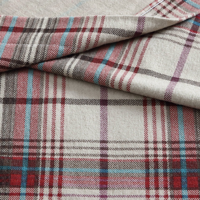 Gray Plaid Cotton Flannel Twin Sheet Set with Deep Pockets