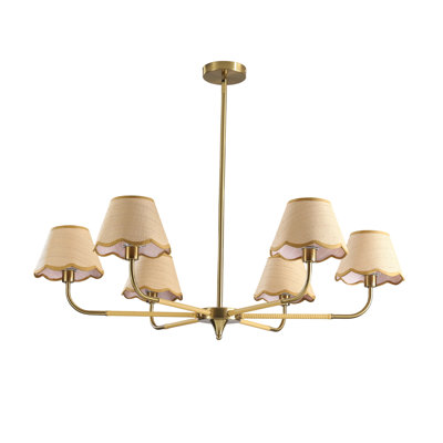 Lustre 38 lumières dorées de 38 po avec abat-jour en rotin tissé à la main, luminaire suspendu Mid-Century pour salle à manger, salon ou cuisine (ampoule non incluse)