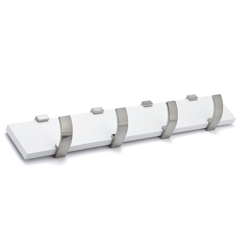 Porte-manteau mural contemporain, Blanc / Nickel Brossé