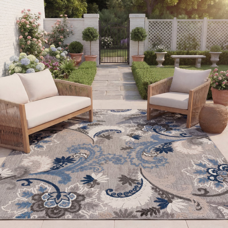 Benning Performance Floral Indoor/Outdoor Area Rug, Rectangle 8' x 10'