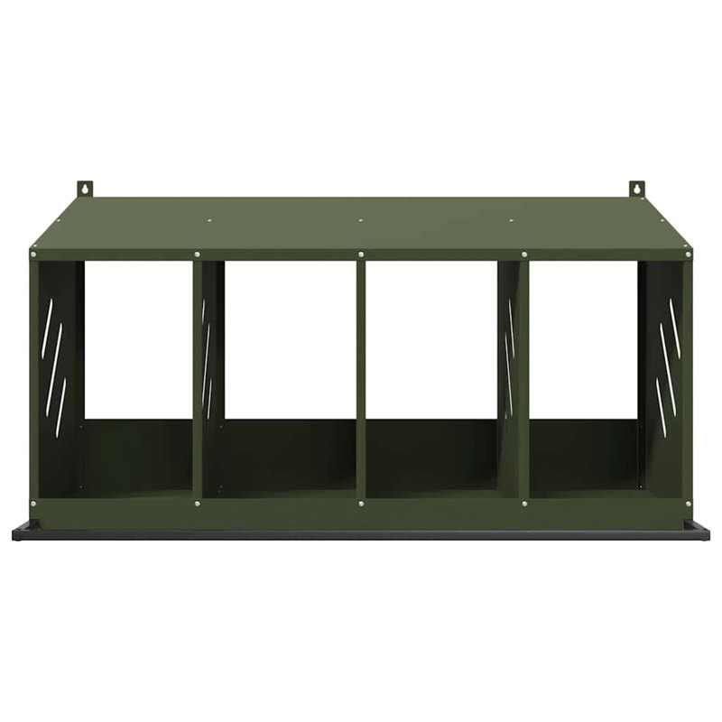 Chicken Nesting Box With 4 Compartments Metal, Olive Green