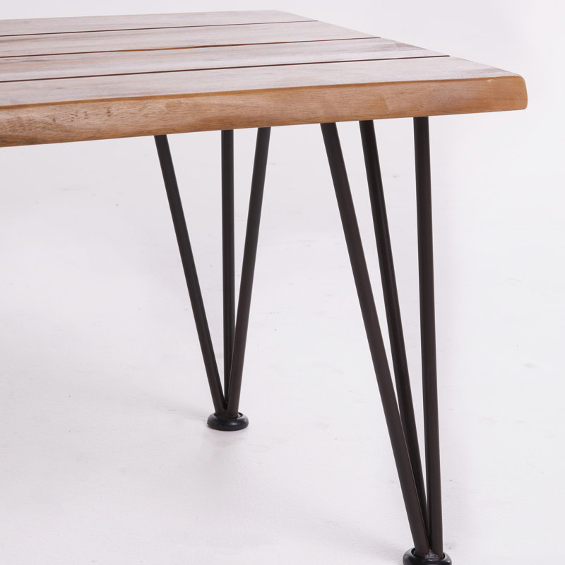 Industrial Rustic Coffee Table With Wood And Iron Frame, 18" X 43" 18", Style Design Outdoor