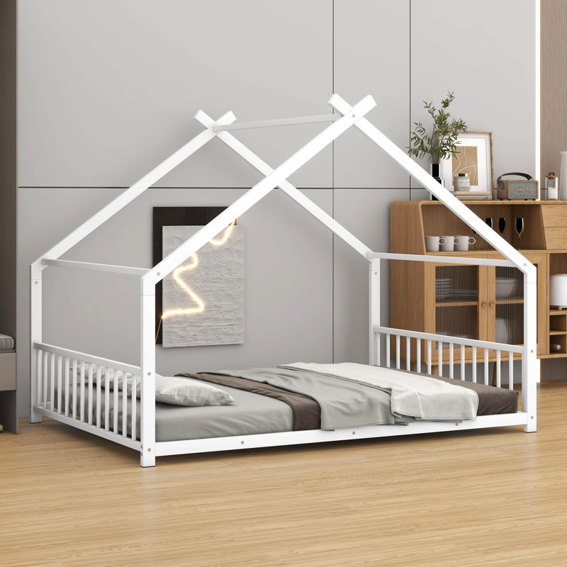 Lit en métal, Blanc, Lit double