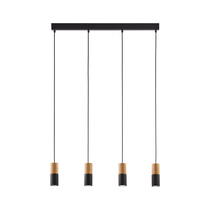 Ainara 4 - Light Stainless Steel Kitchen Island Pendant, Brown / Black