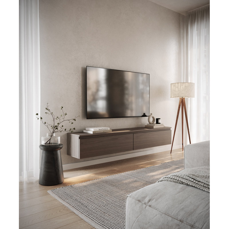 Syvanna Wall-Mounted TV Cabinet, Brown, 28.4cm H x 175cm L x 31.8cm W