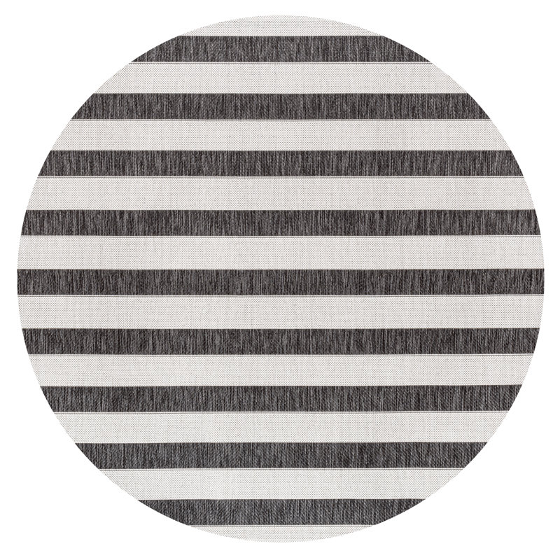 Tapis noir / crème Aveiro, Rond 6 pi 7 po