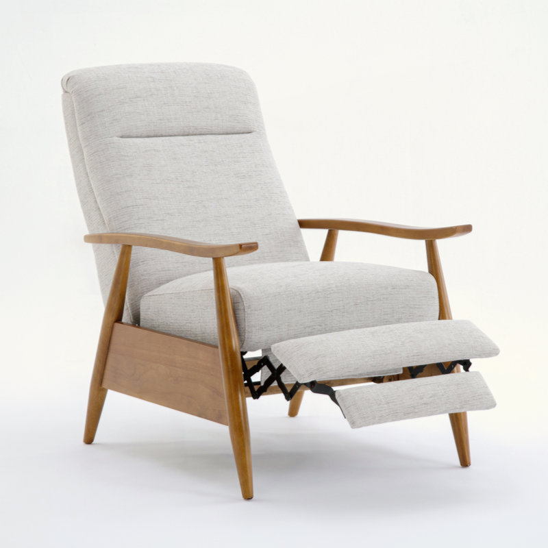 Fauteuil inclinable à accoudoirs en bois, Beige