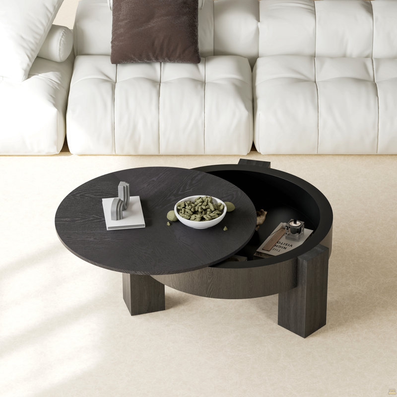 Table basse 33 po avec rangement caché, Noir